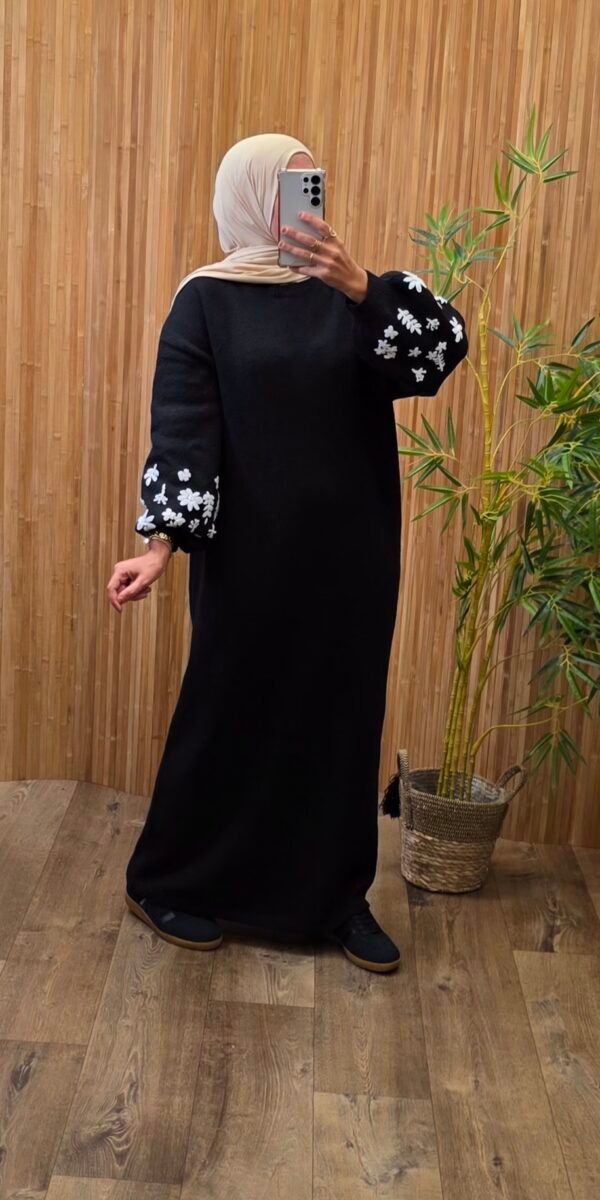 Robe longue en maille noire