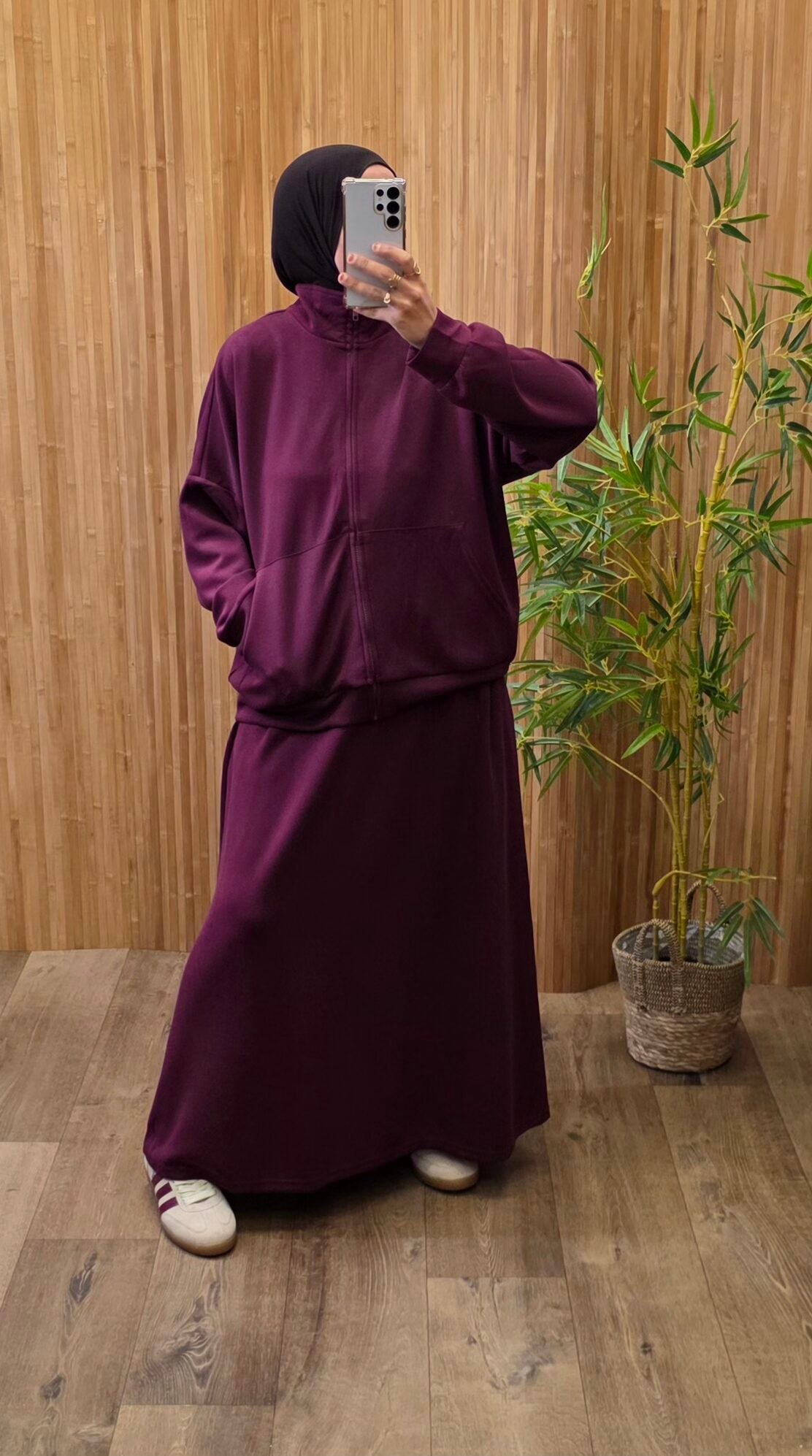 Ensemble jupe sportswear prune