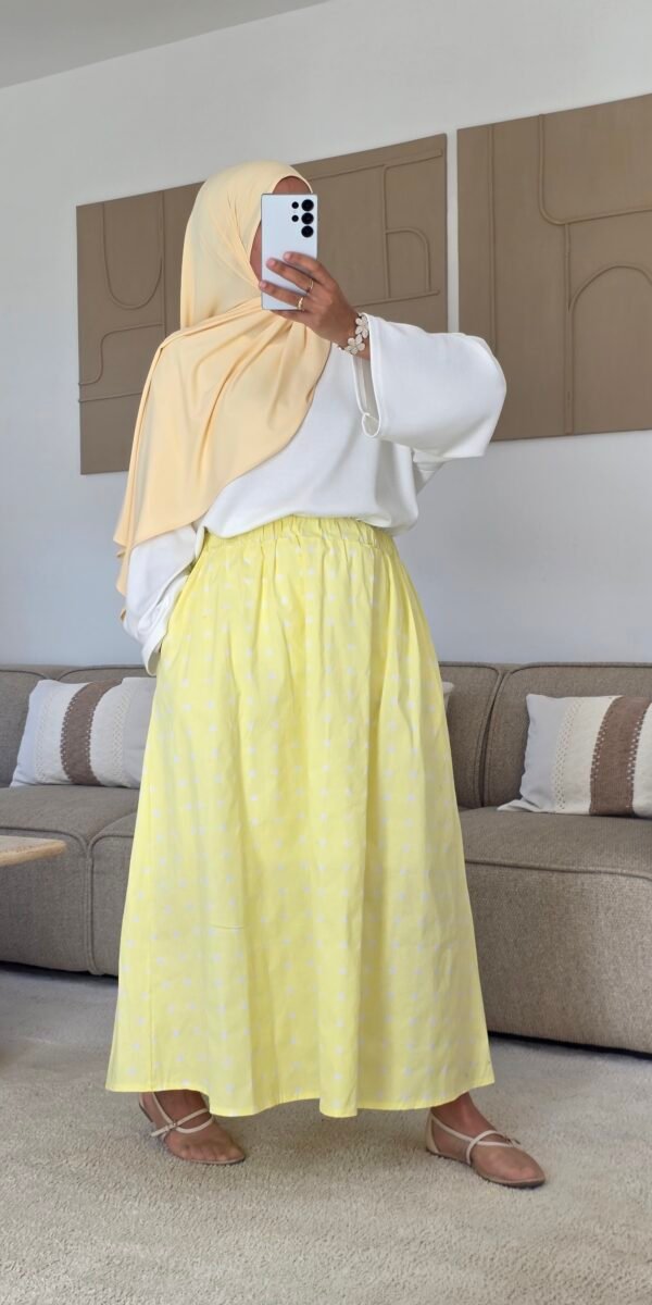 Jupe popeline pois jaune