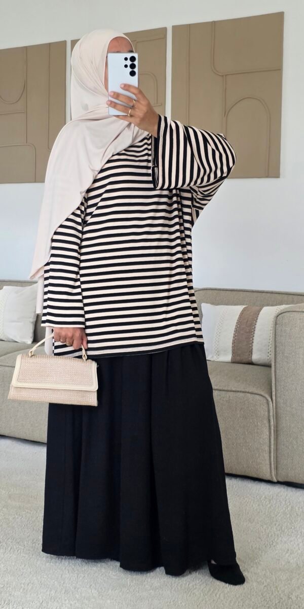 T-shirt oversize rayé noir