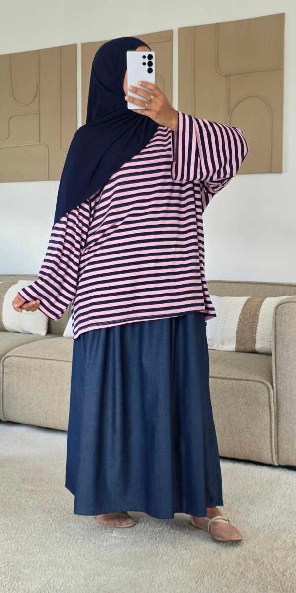 T-shirt oversize rayé rose