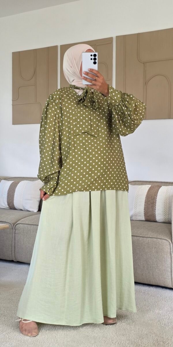 Blouse a pois vert