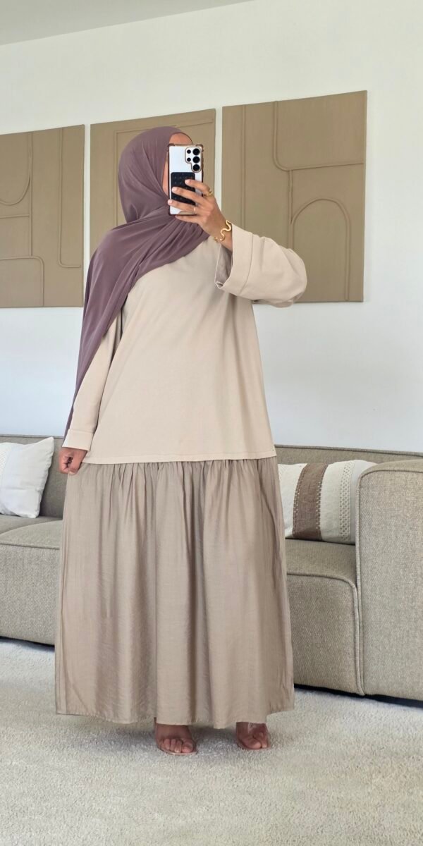 Robe longue bi-sweat beige