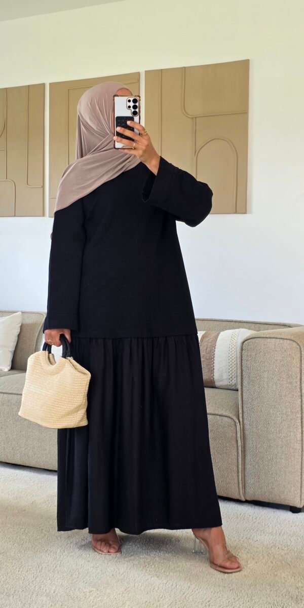 Robe longue bi-sweat noire