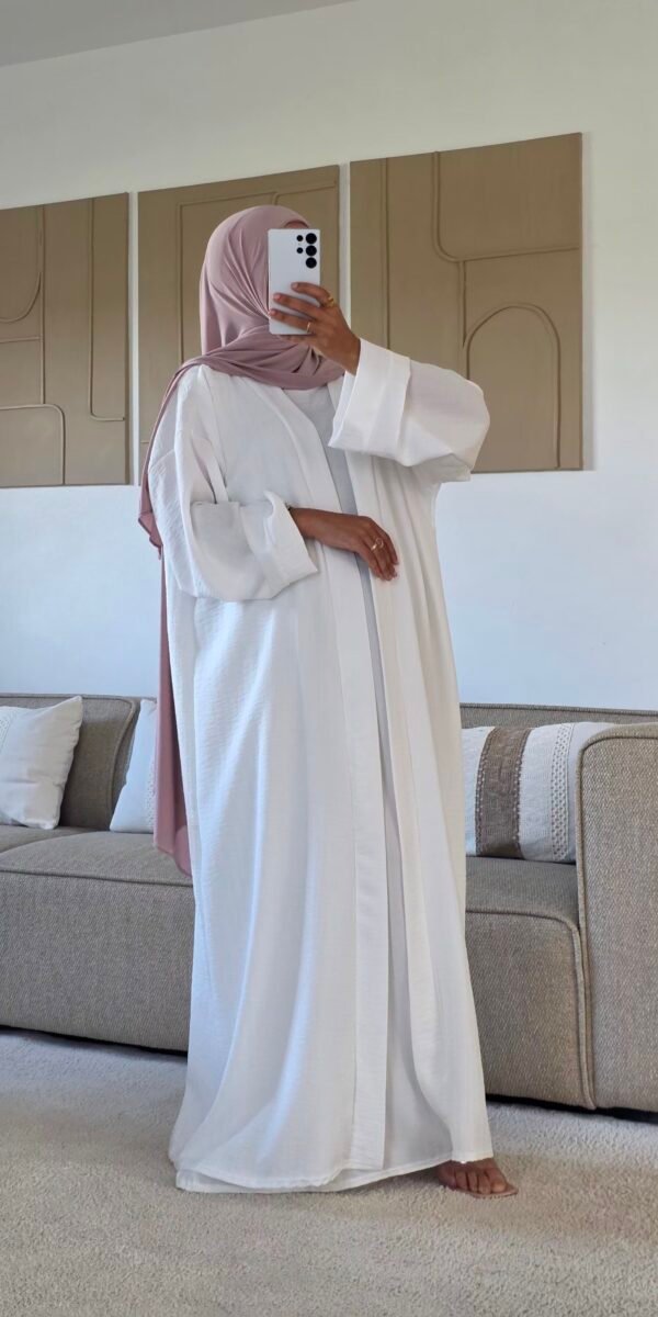 Ensemble kimono et sous abaya blanc