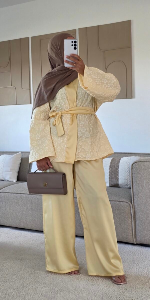 Ensemble brocart satiné jaune
