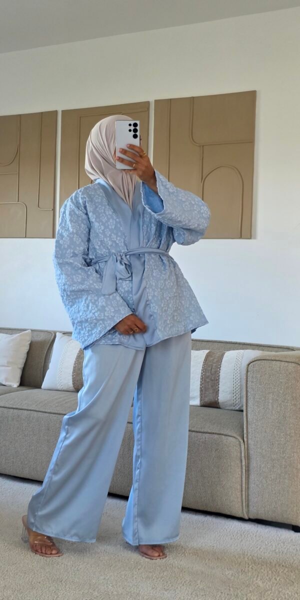 Ensemble brocart satiné bleu