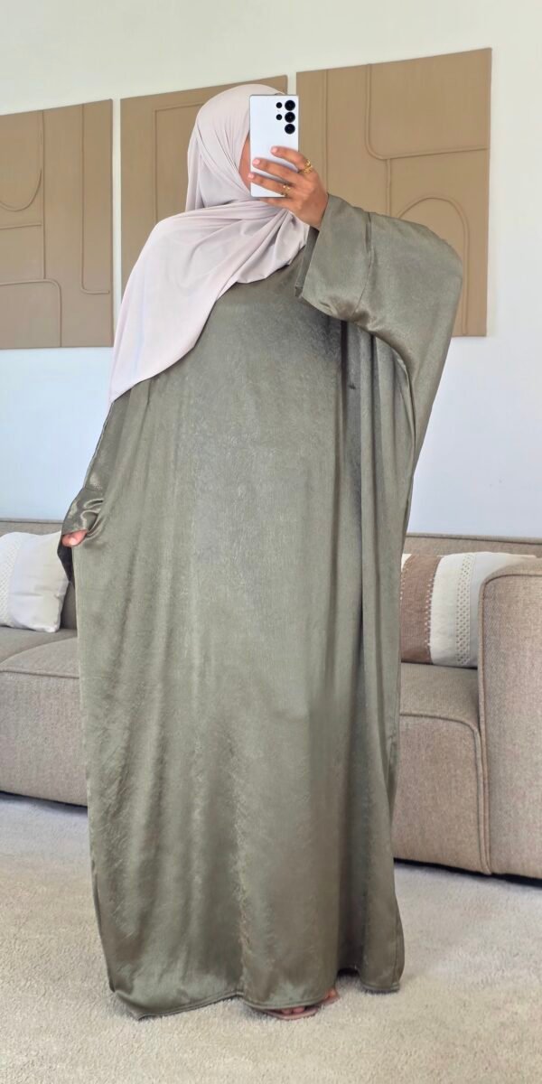 Abaya papillon Suza kaki