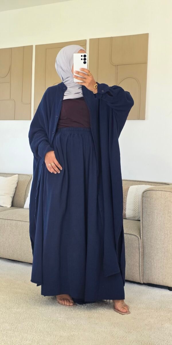 Ensemble gaz de coton bleu marine