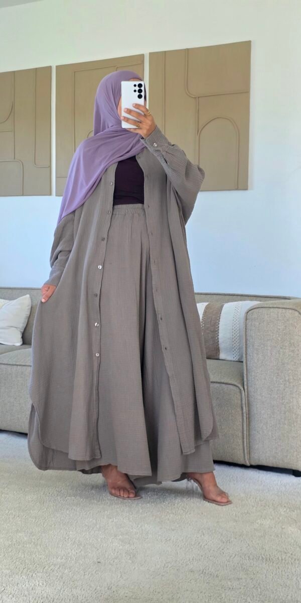Ensemble gaz de coton taupe