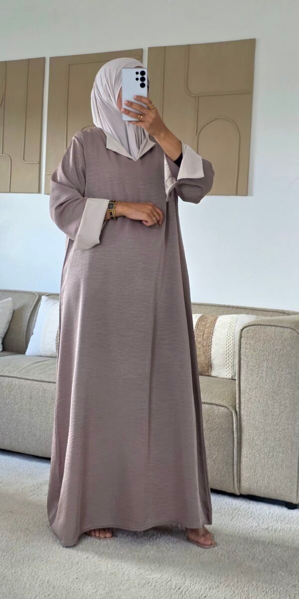 Abaya bicolore taupe
