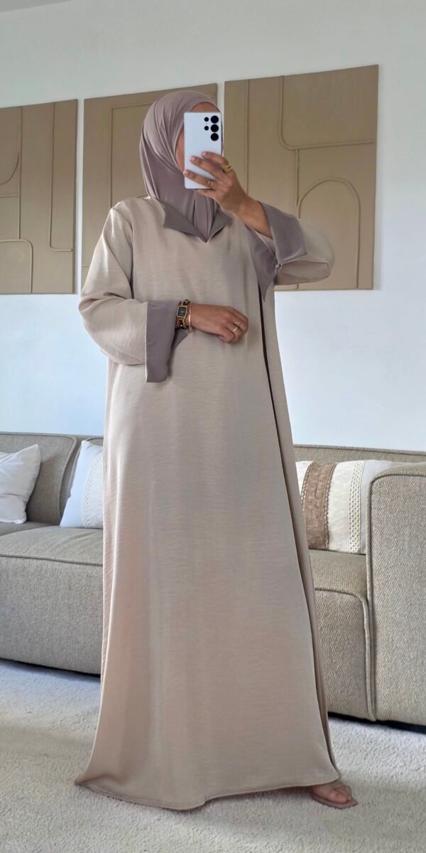 Abaya bicolore beige