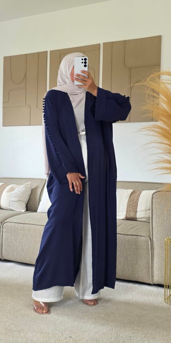 Kimono pompoms bleu marine