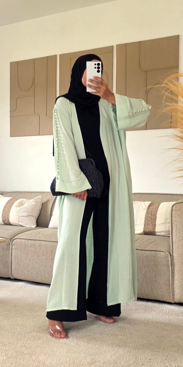 Kimono pompoms vert