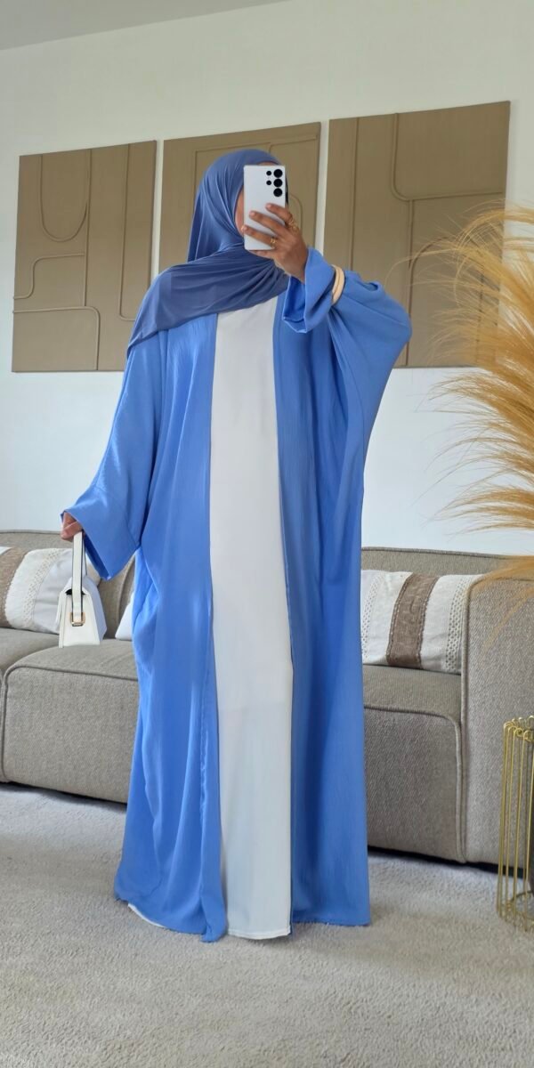 Kimono basic gaufré bleu