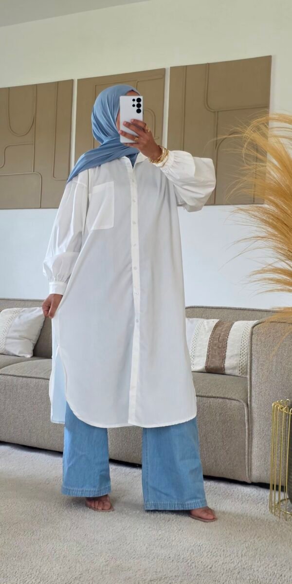 Chemise longue Dina blanche