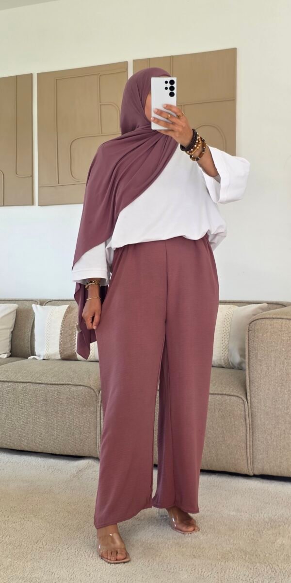 Pantalon large parme