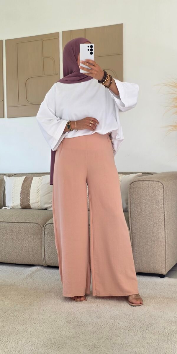 Pantalon large rose