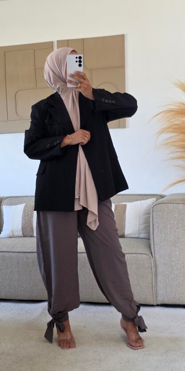 Pantalon ballon noeuds gris