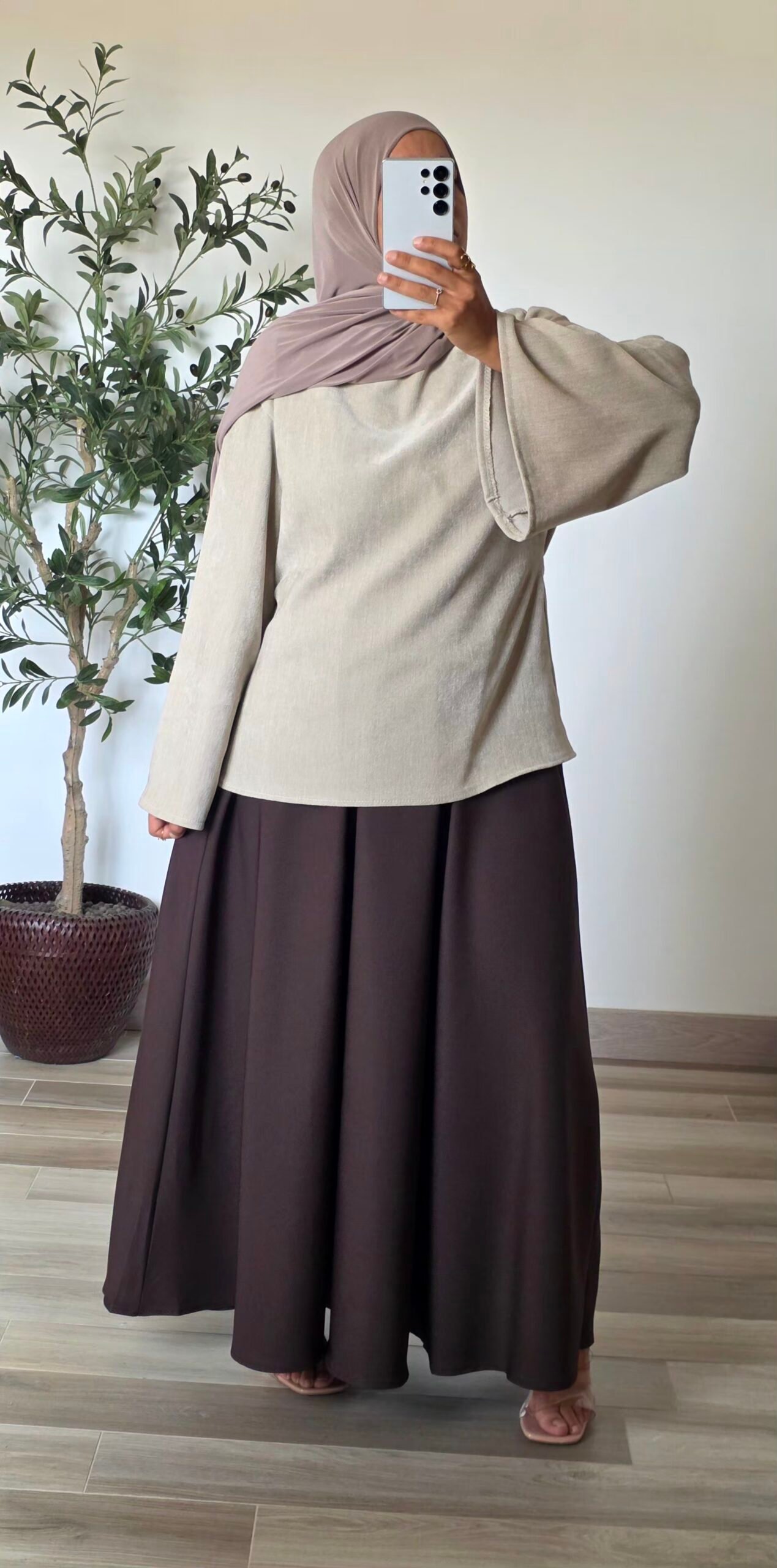 Blouse en velours crème – Image 3