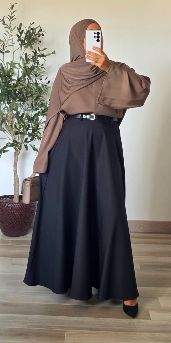 Jupe longue évasée avec ceinture noir – SO ELEGANCE