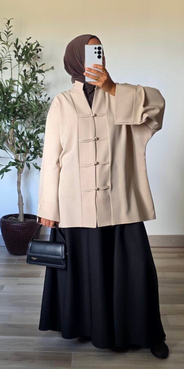 Tunique oversize bordeaux femme à nœuds chinois, coupe ample et manches longues