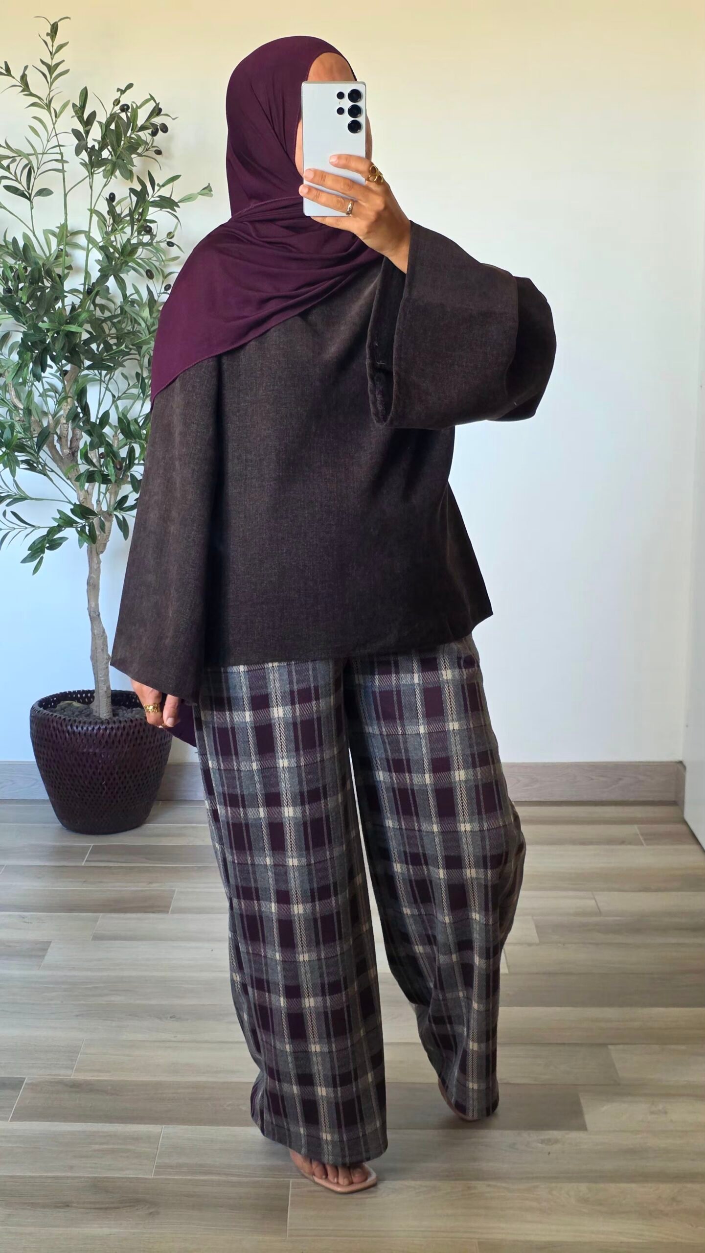 Blouse en velours marron – Image 2