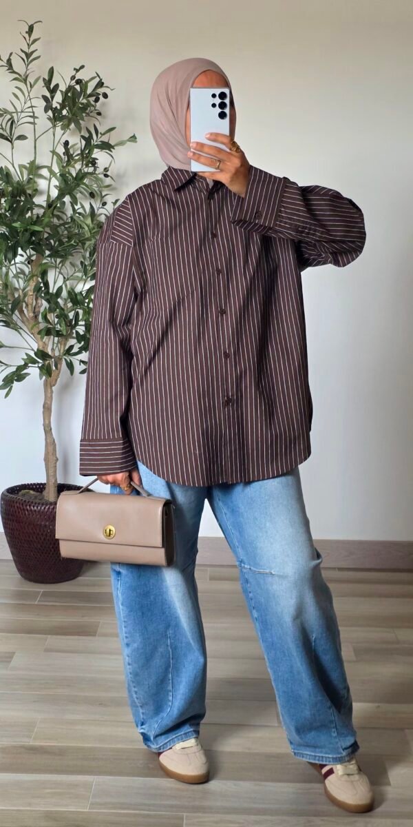 chemise rayéee marron