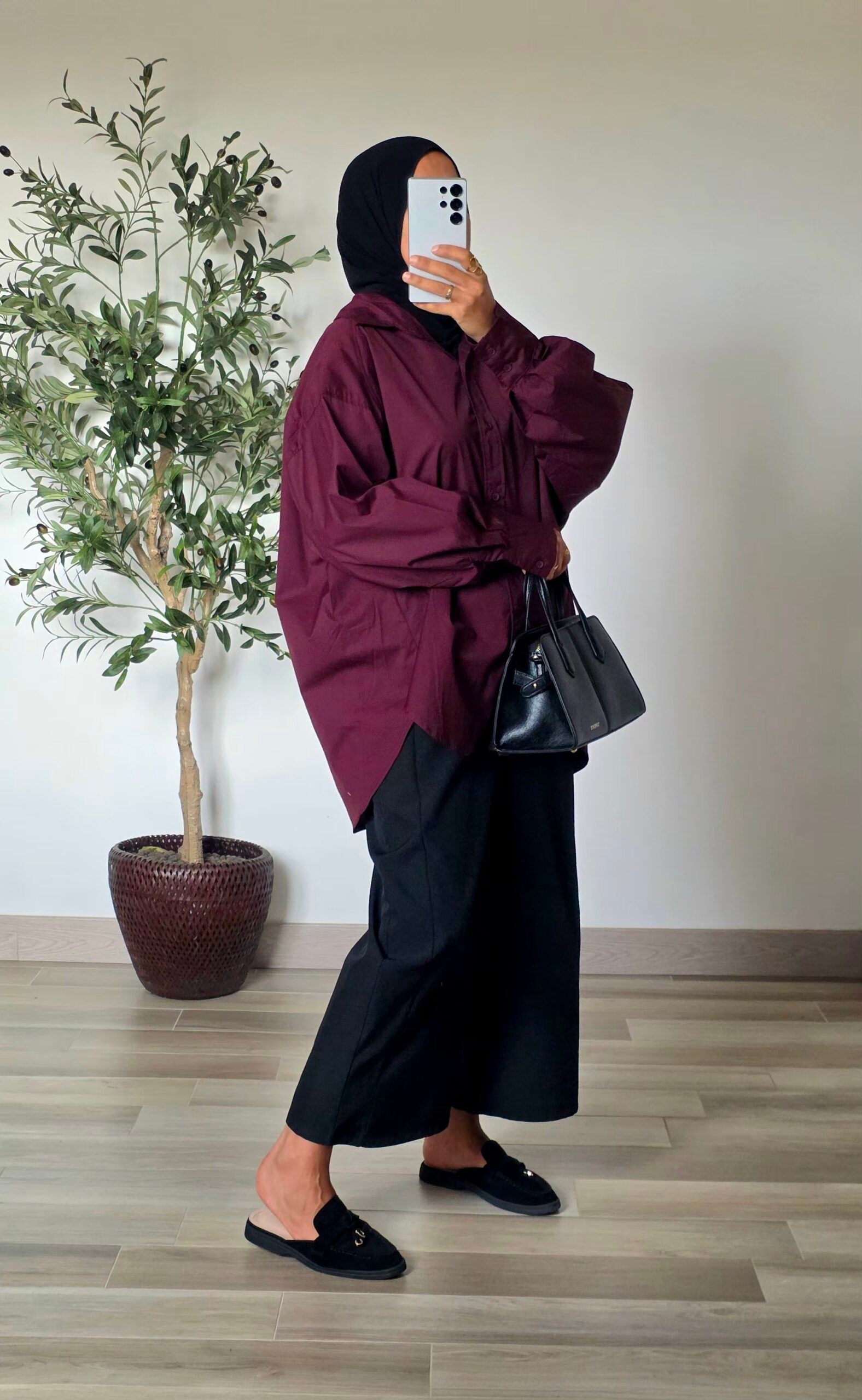 Chemise oversize bordeaux – Image 2
